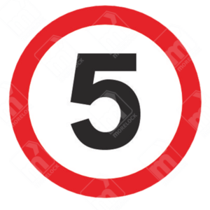 5mph Speed Limit Sign (Diagram 670V5) – UK traffic sign enforcing a 5 mph maximum speed for safety.