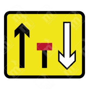 Temporary Centre Lane Closed Sign (Diagram 7206) – UK traffic sign indicating a centre lane closure on a three-lane single carriageway.