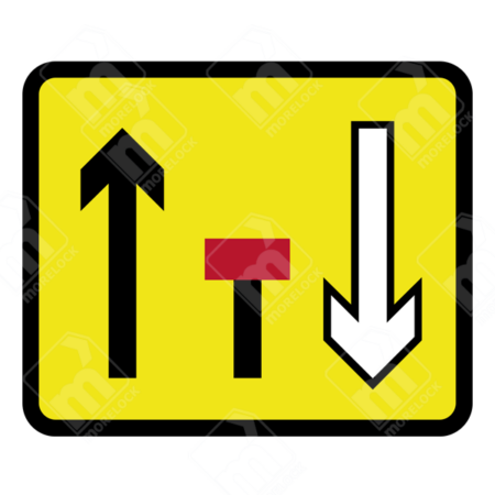 Temporary Centre Lane Closed Sign (Diagram 7206) – UK traffic sign indicating a centre lane closure on a three-lane single carriageway.