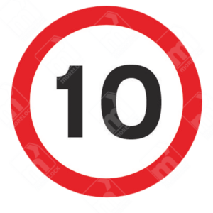 10mph Speed Limit Sign (Diagram 670V10) – UK traffic sign enforcing a 10 mph maximum speed for safety.