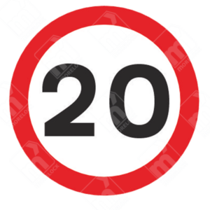 20mph Speed Limit Sign (Diagram 670V20) – UK traffic sign enforcing a 20 mph maximum speed for safety.