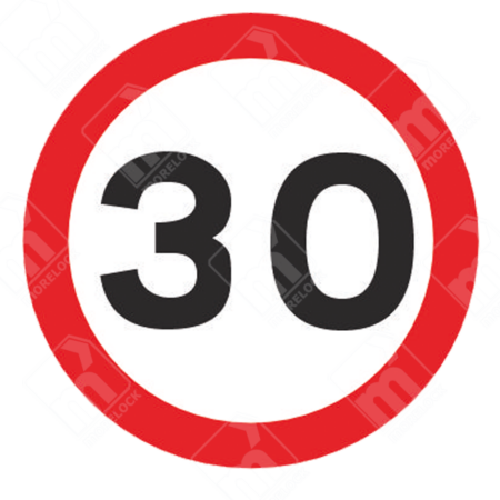 30 MPH Speed Limit Sign - Diagram 670-B with red circular border and bold "30" text for UK speed enforcement