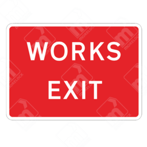 Temporary Works Exit Sign (Diagram 7302) – UK traffic sign marking the exit from a construction or roadworks site.