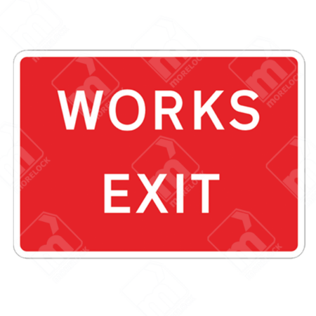 Temporary Works Exit Sign (Diagram 7302) – UK traffic sign marking the exit from a construction or roadworks site.