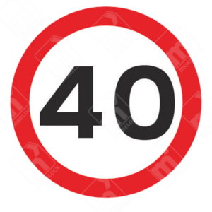 40mph Speed Limit Sign (Diagram 670V40) – UK traffic sign enforcing a 40 mph maximum speed for safety.