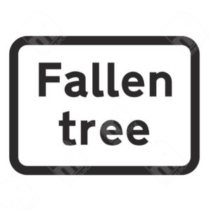 Fallen Tree Sign – Diagram 563.6. UK traffic management sign warning motorists of a fallen tree ahead, ensuring road safety and cautious driving.