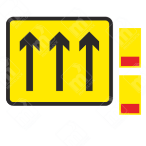 3 Lane Wicket Sign – Diagram 7202.3 – Official UK temporary road sign indicating a three-lane wicket system for structured traffic movement in roadworks.