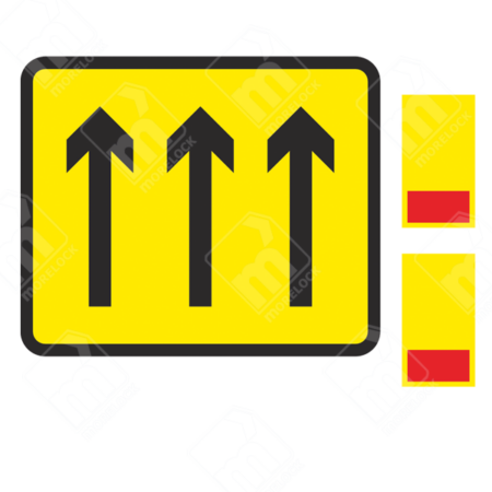 3 Lane Wicket Sign – Diagram 7202.3 – Official UK temporary road sign indicating a three-lane wicket system for structured traffic movement in roadworks.