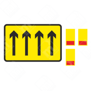 4 Lane Wicket Sign – Diagram 7202.4 – Official UK temporary road sign indicating a four-lane wicket system for structured traffic movement in roadworks.