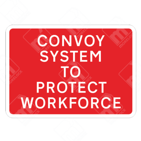 Convoy System to Protect Workforce Sign – Diagram 7026 – Official UK temporary road sign informing drivers that a convoy system is in place to protect roadworkers.