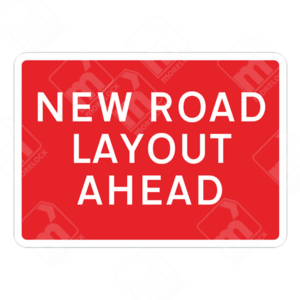 New Road Layout Ahead Sign – Temporary UK traffic sign warning drivers of upcoming road layout changes for safer navigation.