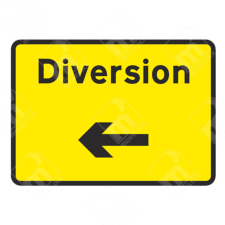 Diversion Left Sign – Diagram 2702. Temporary UK traffic sign instructing drivers to follow a left-turn diversion for safe and efficient traffic management.
