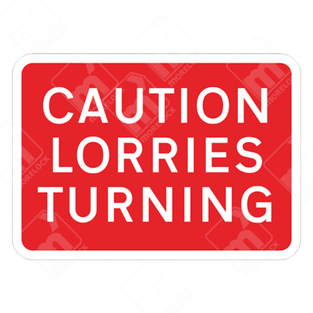 Caution Lorries Turning Sign – Temporary UK traffic sign warning drivers and pedestrians of large turning vehicles for improved road safety.