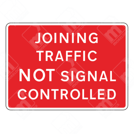Joining Traffic Not Signal Controlled Sign – Diagram 7022 – Official UK temporary road sign warning drivers that joining traffic is not regulated by signals.