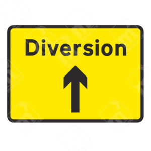 Start of Temporary Diversion Ahead Sign – Temporary UK traffic sign directing drivers onto an alternative route for improved traffic management.