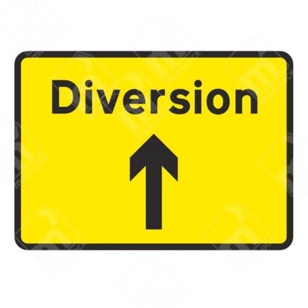Start of Temporary Diversion Ahead Sign – Temporary UK traffic sign directing drivers onto an alternative route for improved traffic management.