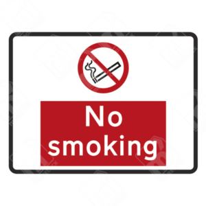 No Smoking Sign with Symbol – Official UK safety sign prohibiting smoking in designated areas.