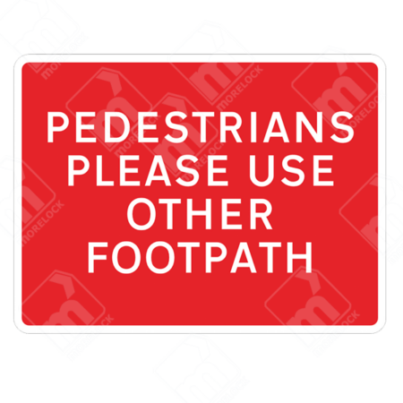 Pedestrians Please Use Other Footpath Sign – Official UK temporary traffic sign directing pedestrians to a safer route.