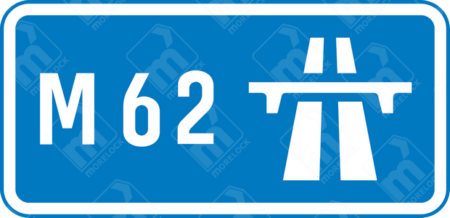 Motorway Route Sign (Diagram 2901) – UK traffic sign indicating the start of motorway regulations, including the national speed limit.