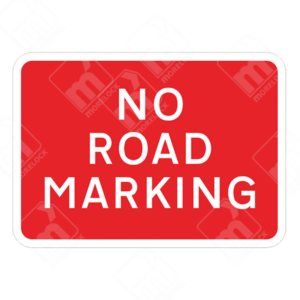 No Road Marking Sign – Temporary UK traffic sign warning drivers of missing or absent lane markings for enhanced road safety.