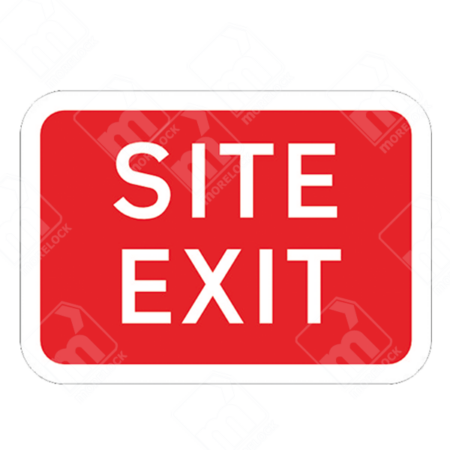 Site Exit Sign – Temporary UK traffic sign directing vehicles and personnel to the designated exit point.