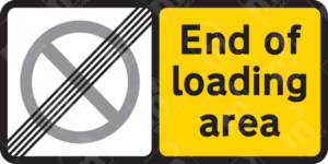 End of Loading Area Sign (Diagram 640.5) – UK traffic sign indicating the end of a no-loading and unloading restriction zone.