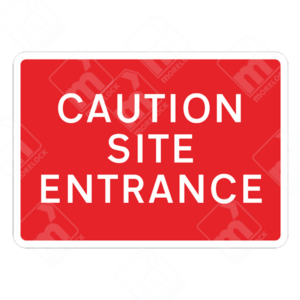 Caution Site Entrance Sign – Temporary UK traffic sign warning drivers and pedestrians of active site entrances for improved road safety.