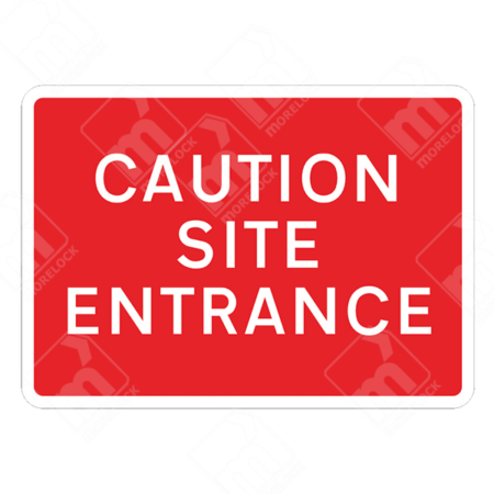 Caution Site Entrance Sign – Temporary UK traffic sign warning drivers and pedestrians of active site entrances for improved road safety.