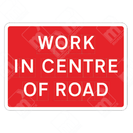 Work in Centre of Road Sign – Diagram 7010.1K – Official UK temporary road sign warning drivers of roadworks in the centre of the road.