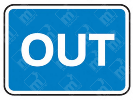Out Sign (Diagram 834) – UK traffic sign indicating an exit from a car park, private access road, or property.