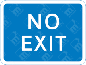 No Exit Sign (Diagram 835) – UK traffic sign prohibiting vehicles from exiting a car park, private access road, or property onto a public road.