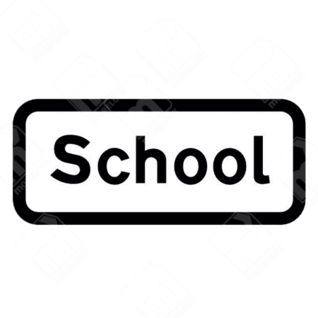 School Warning Sign (Diagram 546) – Official UK traffic sign warning drivers of a school ahead, improving pedestrian safety and traffic awareness.