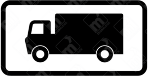 Goods Vehicle Parking Sign (Diagram 804.1) – Permanent UK traffic sign indicating a designated parking area for lorries and commercial trucks.