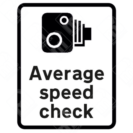 Average Speed Check Sign (Diagram 878A) – Official UK traffic sign indicating a section of road monitored by average speed cameras for speed enforcement.