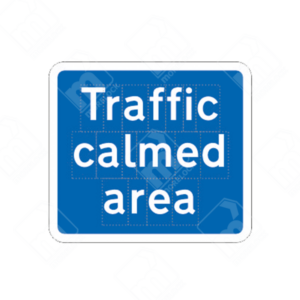 Traffic Calmed Area Sign (Diagram 883) – Official UK traffic sign marking the start of a traffic-calmed area, ensuring lower speeds and improved road safety.