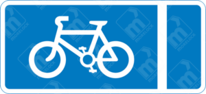 With-Flow Cycle Lane Sign (Diagram 959.1) – UK road sign indicating a designated cycling lane running in the same direction as motor traffic for improved road safety.