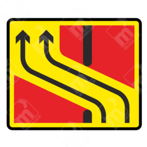 Two Lanes Open to Traffic Sign (Diagram 7215) – Official UK temporary traffic sign guiding vehicles back to the original carriageway.
