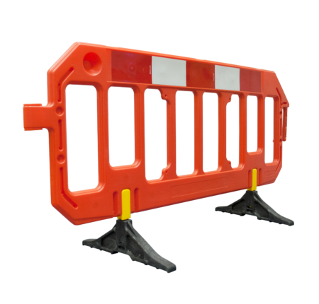Standard Plastic Pedestrian Barrier – 2 Metre Gate Barrier for roadworks, crowd control, and pedestrian safety with high-visibility design and interlocking system.