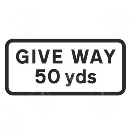 Give Way 50 Yards Sign (Diagram 503) – Permanent UK traffic sign warning drivers of a junction controlled by a give way sign 50 yards ahead.
