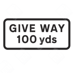 Give Way 100 Yards Sign (Diagram 503.1) – Permanent UK traffic sign warning drivers of a junction controlled by a give way sign 100 yards ahead.
