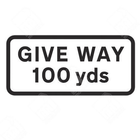 Give Way 100 Yards Sign (Diagram 503.1) – Permanent UK traffic sign warning drivers of a junction controlled by a give way sign 100 yards ahead.
