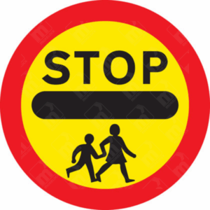 Stop School Children Crossing Patrol Sign - Diagram 605.3 with bold stop text and child icon for school crossing control