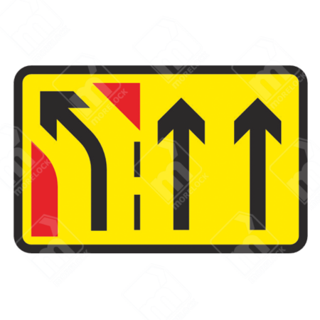 Nearside Lane Diverges Sign (Diagram 7250) – Official UK temporary traffic sign indicating a left-hand lane diverging from the main road.