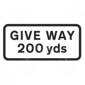 Give Way 200 Yards Sign (Diagram 503.2) – Permanent UK traffic sign warning drivers of a junction controlled by a give way sign ahead.