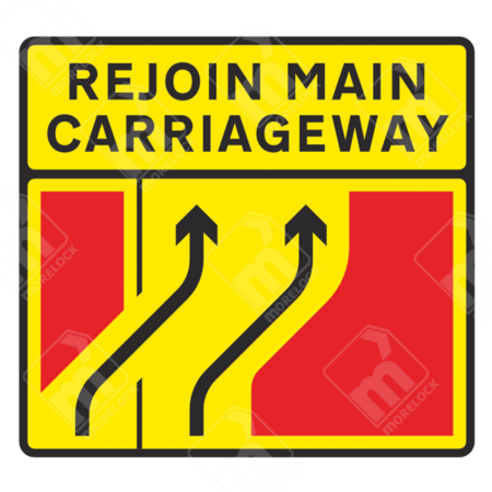 Rejoin Main Carriageway Sign (Diagram 7231) – Official UK temporary traffic sign directing vehicles to merge onto the main road.