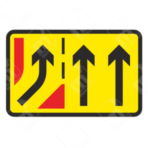 Additional Traffic Lane Joining from the Left Sign (Diagram 7254) – Official UK temporary traffic sign indicating a new lane merging from the left.