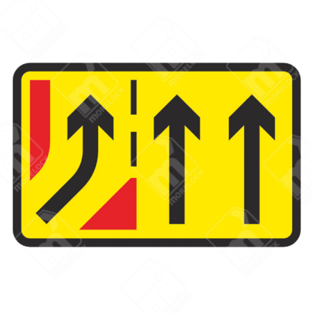 Additional Traffic Lane Joining from the Left Sign (Diagram 7254) – Official UK temporary traffic sign indicating a new lane merging from the left.