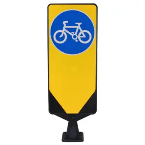UK Dynaflex Cycle Route Traffic Bollard with reflective yellow and blue panels
