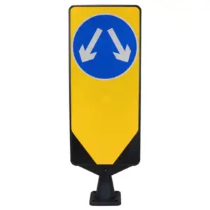 Pass Either Side Traffic Bollard (D611)– UK Dynaflex bollard with blue dual arrow