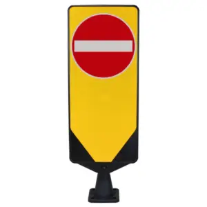 No Entry Traffic Bollard (D616) – Dynaflex reflective bollard with red no entry disc